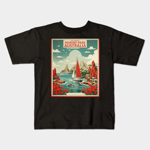 Marine Park Australia Vintage Travel Poster Kids T-Shirt by TravelersGems